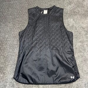 Under Armour Women Quilted Vest Black Sleeveless Full Zip Athleisure M